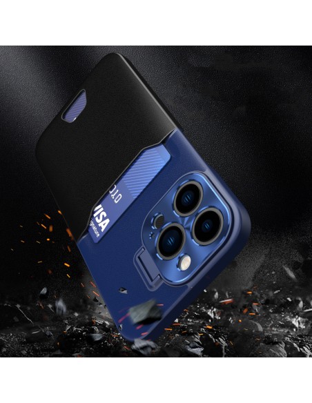 Odinis stovo dėklas Samsung Galaxy S23, kortelių piniginės dangtelis su stovu, mėlynas