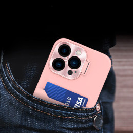 Odinis stovo dėklas iPhone 14 Pro, kortelių piniginės dangtelis su stovu, rožinis