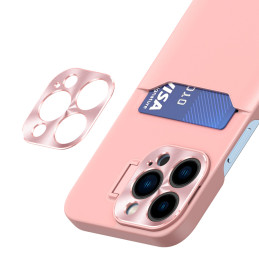 Odinis stovo dėklas iPhone 14 Pro, kortelių piniginės dangtelis su stovu, rožinis