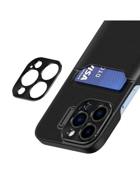Odinis stovo dėklas iPhone 14 Pro, kortelių piniginės dangtelis su stovu, juodas Odinis stovo dėklas iPhone 14 Pro, kortelių piniginės dangtelis su stovu, juodas
