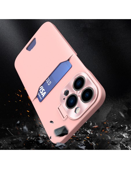 Odinis stovo dėklas, skirtas iPhone 14 Pro Max, kortelių piniginės dangtelis su stovu, rožinis