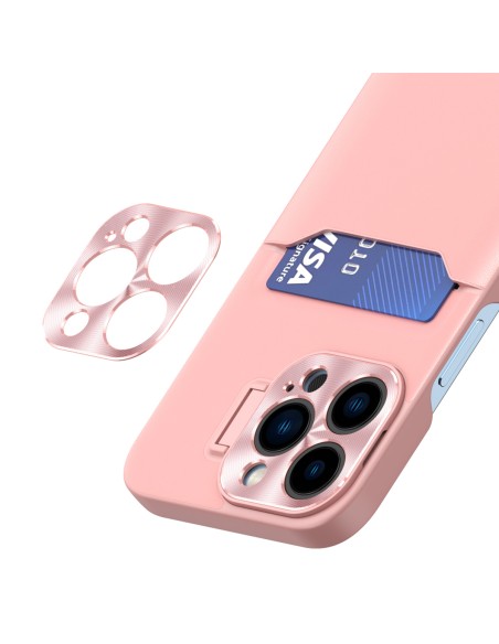 Odinis stovo dėklas, skirtas iPhone 14 Pro Max, kortelių piniginės dangtelis su stovu, rožinis