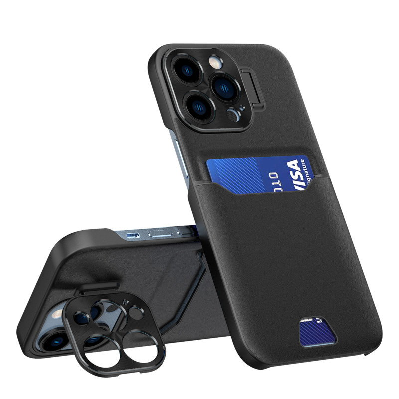 Odinis stovo dėklas iPhone 14 Pro Max, kortelių piniginės dangtelis su stovu, juodas Odinis stovo dėklas iPhone 14 Pro Max, kortelių piniginės dangtelis su stovu, juodas