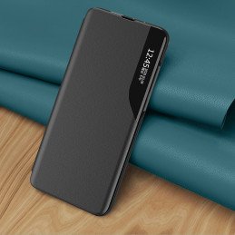 Eco Leather View Case dėklas, skirtas Samsung Galaxy S23 Ultra su atvartu, raudonas stovas