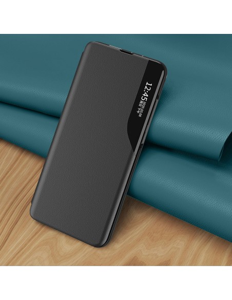 Eco Leather View Case dėklas, skirtas Samsung Galaxy S23+ su atvartu, raudonas stovas