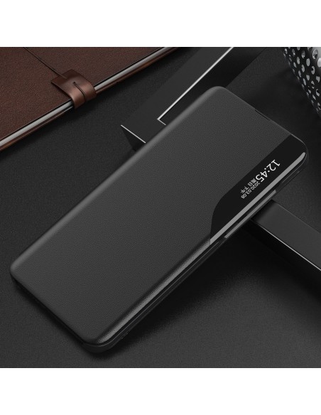 Eco Leather View Case dėklas Samsung Galaxy S23 su atvartu, raudonas stovas