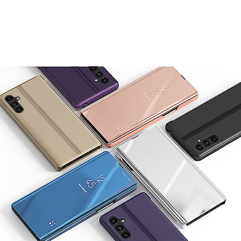 Clear View Case dėklas, skirtas Samsung Galaxy A14 dėklui su mėlynu atvartu
