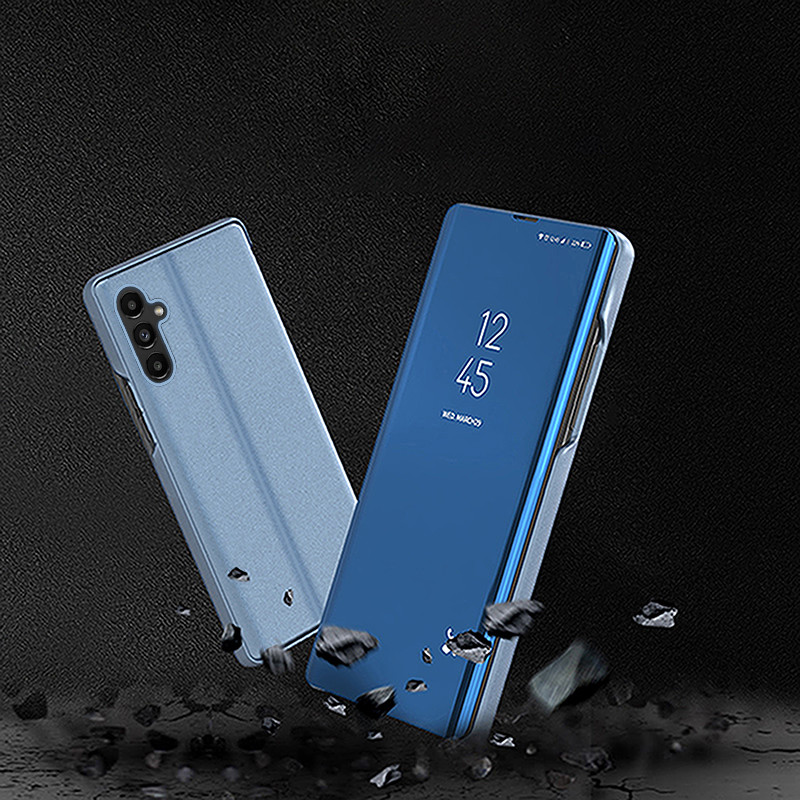 Clear View Case dėklas, skirtas Samsung Galaxy A14 dėklui su mėlynu atvartu