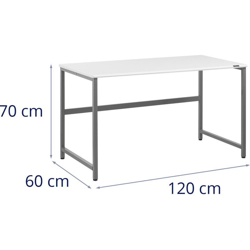Pramoninis kompiuterio stalas ant metalinio rėmo 120 x 60 cm balta ir pilka