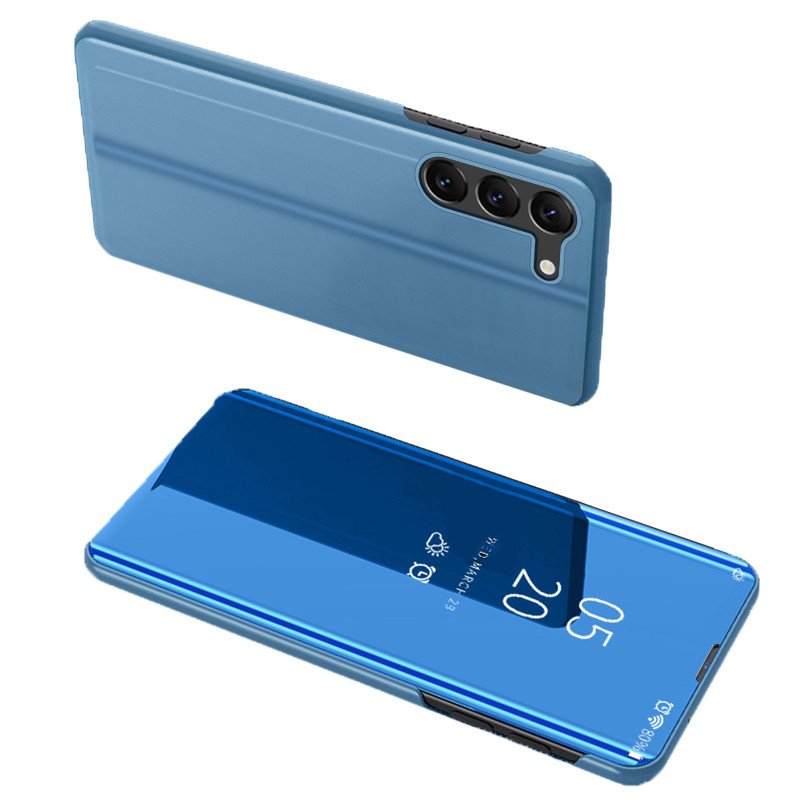 Clear View Case dėklas, skirtas Samsung Galaxy S23+ dangteliu su mėlynu atvartu