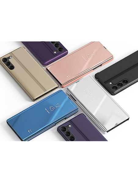 Clear View Case dėklas, skirtas Samsung Galaxy S23 dangteliu su rausvu atvartu