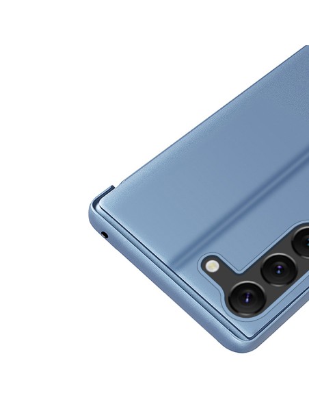 Clear View Case dėklas, skirtas Samsung Galaxy S23 dangteliu su rausvu atvartu