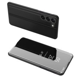 Clear View Case dėklas Samsung Galaxy S23 dangteliu su atvartu, juodas