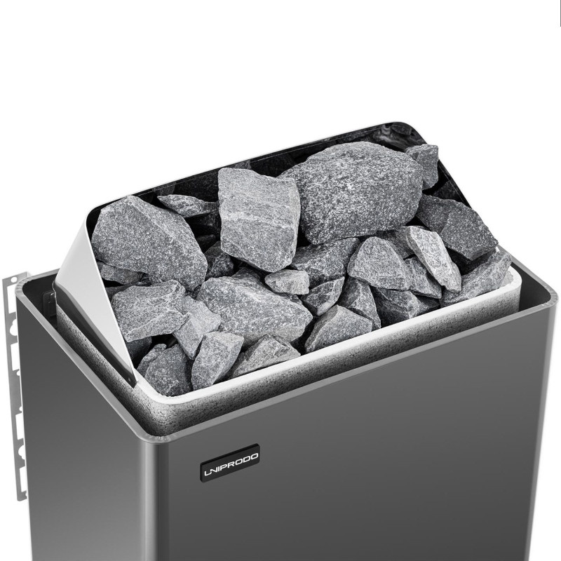 Elektrinė pirties krosnelė 3-6 m3 iki 110C 400 V 4,5 kW juoda ir sidabrinė