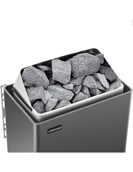 Elektrinė pirties krosnelė 3-6 m3 iki 110C 400 V 4,5 kW juoda ir sidabrinė