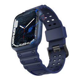 Dirželis Triple Protection Apple Watch SE dirželis, 9, 8, 7, 6, 5, 4, 3, 2, 1 (41, 40, 38 mm) apyrankė tamsiai mėlyna