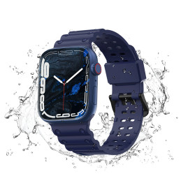 Dirželis Triple Protection Apple Watch SE dirželis, 9, 8, 7, 6, 5, 4, 3, 2, 1 (41, 40, 38 mm) apyrankė tamsiai mėlyna