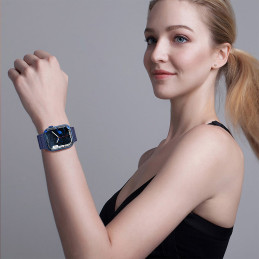 Dirželis Triple Protection Apple Watch SE dirželis, 9, 8, 7, 6, 5, 4, 3, 2, 1 (41, 40, 38 mm) apyrankė tamsiai mėlyna