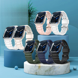 Dirželis Triple Protection Apple Watch SE dirželis, 9, 8, 7, 6, 5, 4, 3, 2, 1 (41, 40, 38 mm) apyrankė tamsiai mėlyna