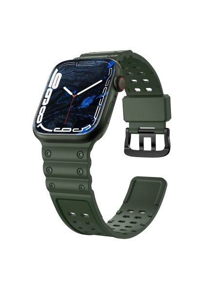 Dirželis Triple Protection Apple Watch SE dirželis, 9, 8, 7, 6, 5, 4, 3, 2, 1 (41, 40, 38 mm) apyrankė žalia spalva Dirželis Triple Protection Apple Watch SE dirželis, 9, 8, 7, 6, 5, 4, 3, 2, 1 (41, 40, 38 mm) apyrankė žalia spalva
