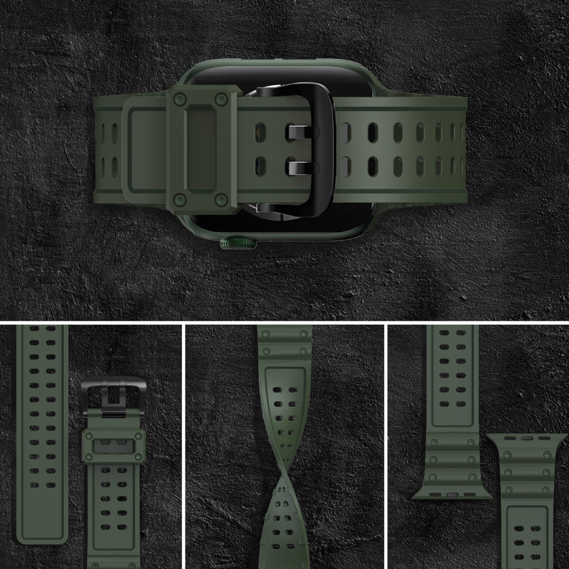 Dirželis Triple Protection Apple Watch SE dirželis, 9, 8, 7, 6, 5, 4, 3, 2, 1 (41, 40, 38 mm) apyrankė žalia spalva