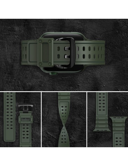 Dirželis Triple Protection Apple Watch SE dirželis, 9, 8, 7, 6, 5, 4, 3, 2, 1 (41, 40, 38 mm) apyrankė žalia spalva Dirželis Triple Protection Apple Watch SE dirželis, 9, 8, 7, 6, 5, 4, 3, 2, 1 (41, 40, 38 mm) apyrankė žalia spalva