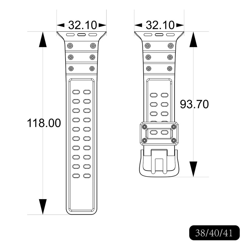 Dirželis Triple Protection Apple Watch SE dirželis, 9, 8, 7, 6, 5, 4, 3, 2, 1 (41, 40, 38 mm) apyrankė žalia spalva