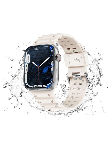 Dirželis Triple Protection Apple Watch SE dirželis, 9, 8, 7, 6, 5, 4, 3, 2, 1 (41, 40, 38 mm) apyrankė smėlio spalvos