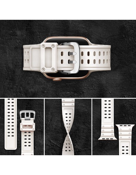 Dirželis Triple Protection Apple Watch SE dirželis, 9, 8, 7, 6, 5, 4, 3, 2, 1 (41, 40, 38 mm) apyrankė smėlio spalvos