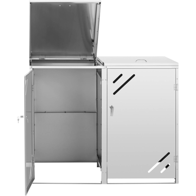 Dvigubas šiukšliadėžės dangtis su įstrižomis angomis PLIENAS 2x 240 l