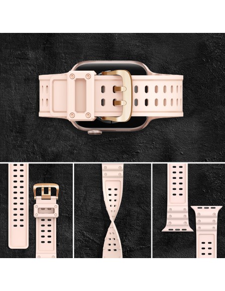 Dirželis Triple Protection Apple Watch SE dirželis, 9, 8, 7, 6, 5, 4, 3, 2, 1 (41, 40, 38 mm) apyrankė, rožinė