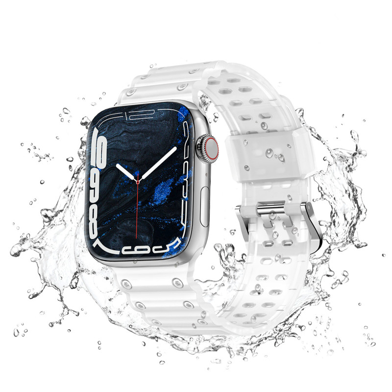Dirželis, triguba apsauga Apple Watch SE apyrankė, 9, 8, 7, 6, 5, 4, 3, 2, 1 (41, 40, 38 mm) apyrankė permatoma