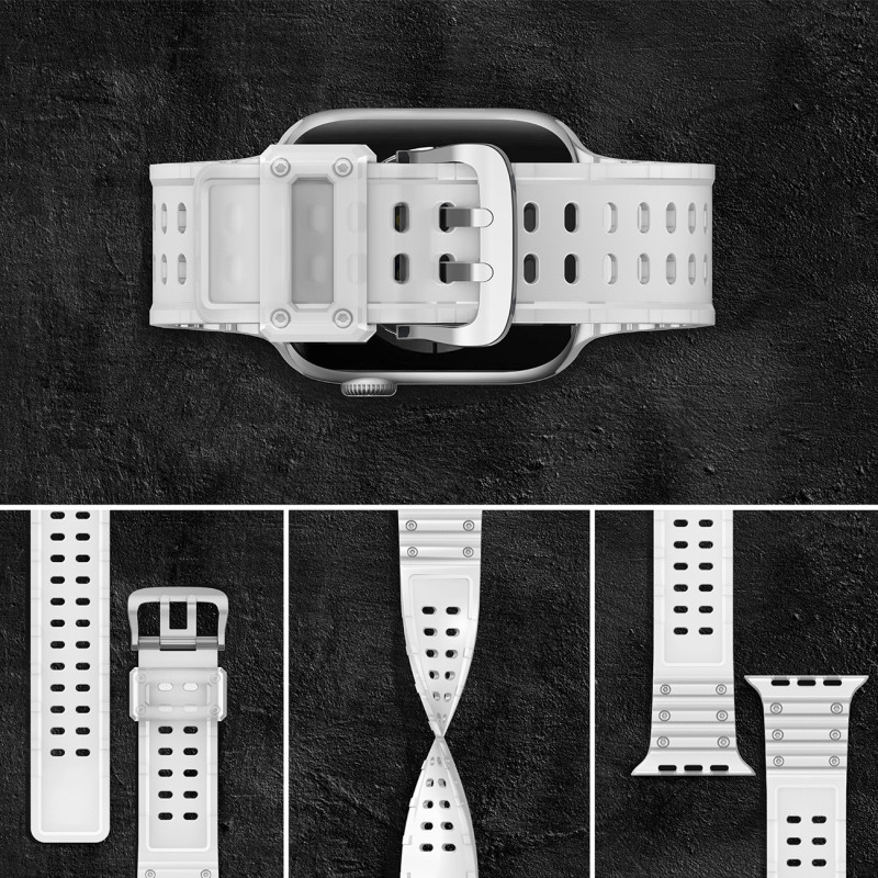 Dirželis, triguba apsauga Apple Watch SE apyrankė, 9, 8, 7, 6, 5, 4, 3, 2, 1 (41, 40, 38 mm) apyrankė permatoma