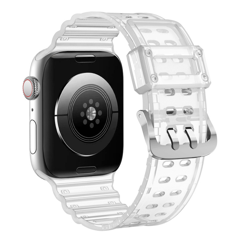 Dirželis, triguba apsauga Apple Watch SE apyrankė, 9, 8, 7, 6, 5, 4, 3, 2, 1 (41, 40, 38 mm) apyrankė permatoma