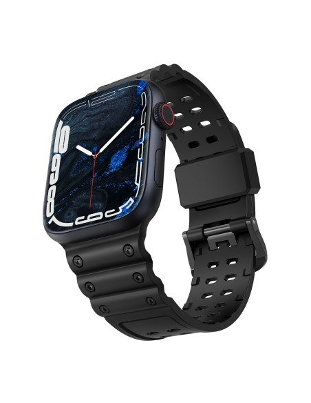 Dirželis su triguba apsauga Apple Watch Ultra, SE, 9, 8, 7, 6, 5, 4, 3, 2, 1 (49, 45, 44, 42 mm) apyrankė juoda Dirželis su triguba apsauga Apple Watch Ultra, SE, 9, 8, 7, 6, 5, 4, 3, 2, 1 (49, 45, 44, 42 mm) apyrankė juoda