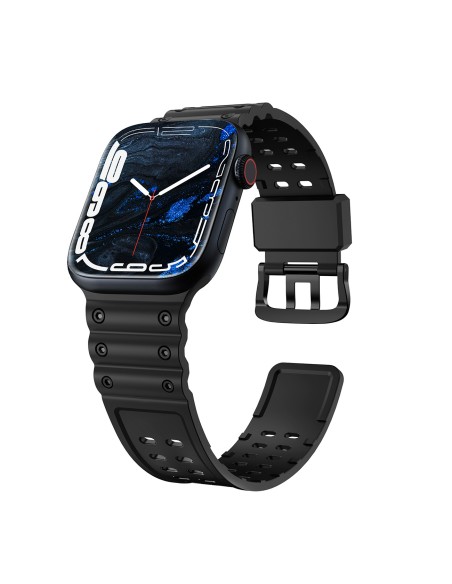 Dirželis su triguba apsauga Apple Watch Ultra, SE, 9, 8, 7, 6, 5, 4, 3, 2, 1 (49, 45, 44, 42 mm) apyrankė juoda Dirželis su triguba apsauga Apple Watch Ultra, SE, 9, 8, 7, 6, 5, 4, 3, 2, 1 (49, 45, 44, 42 mm) apyrankė juoda
