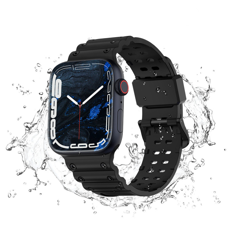 Dirželis su triguba apsauga Apple Watch Ultra, SE, 9, 8, 7, 6, 5, 4, 3, 2, 1 (49, 45, 44, 42 mm) apyrankė juoda
