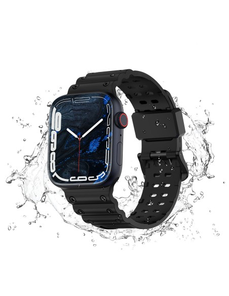 Dirželis su triguba apsauga Apple Watch Ultra, SE, 9, 8, 7, 6, 5, 4, 3, 2, 1 (49, 45, 44, 42 mm) apyrankė juoda Dirželis su triguba apsauga Apple Watch Ultra, SE, 9, 8, 7, 6, 5, 4, 3, 2, 1 (49, 45, 44, 42 mm) apyrankė juoda