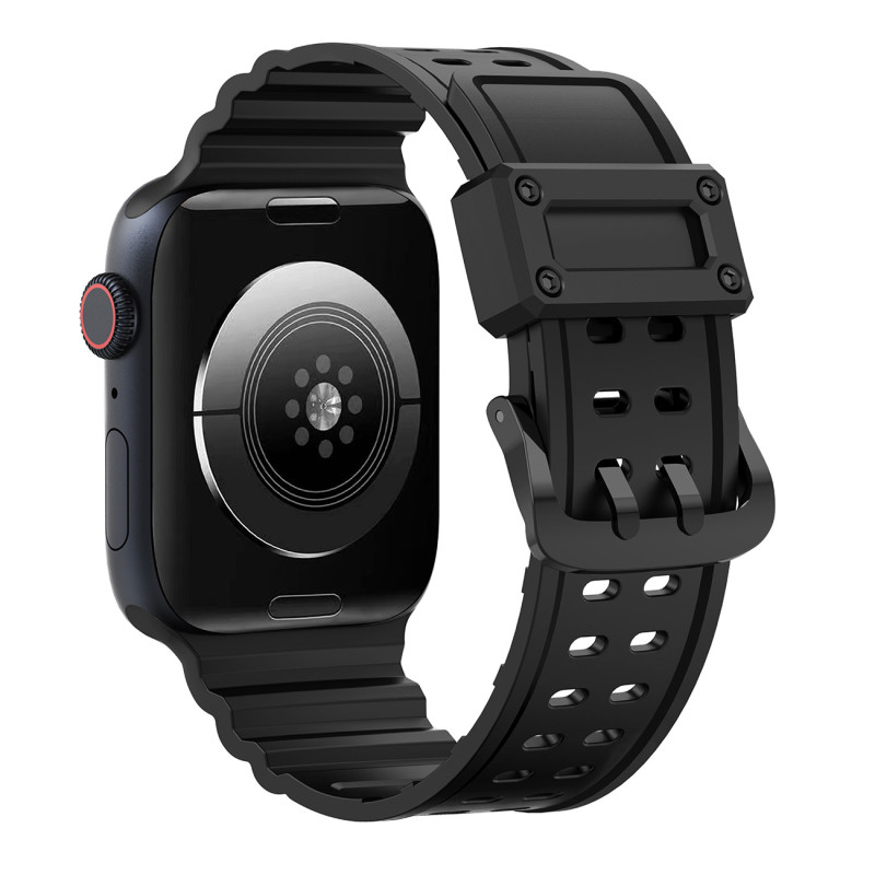 Dirželis su triguba apsauga Apple Watch Ultra, SE, 9, 8, 7, 6, 5, 4, 3, 2, 1 (49, 45, 44, 42 mm) apyrankė juoda