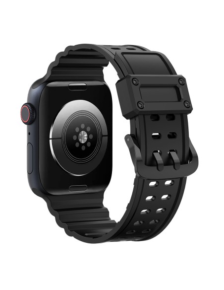 Dirželis su triguba apsauga Apple Watch Ultra, SE, 9, 8, 7, 6, 5, 4, 3, 2, 1 (49, 45, 44, 42 mm) apyrankė juoda Dirželis su triguba apsauga Apple Watch Ultra, SE, 9, 8, 7, 6, 5, 4, 3, 2, 1 (49, 45, 44, 42 mm) apyrankė juoda