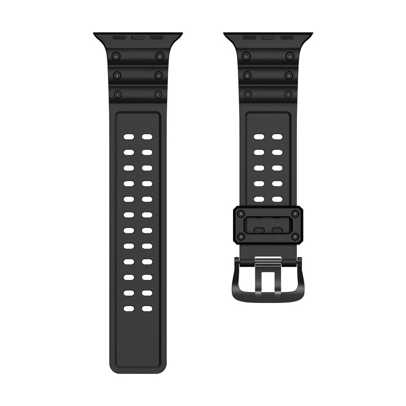 Dirželis su triguba apsauga Apple Watch Ultra, SE, 9, 8, 7, 6, 5, 4, 3, 2, 1 (49, 45, 44, 42 mm) apyrankė juoda