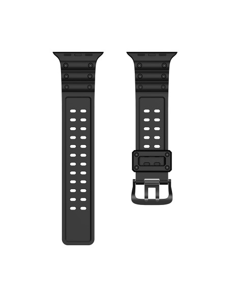 Dirželis su triguba apsauga Apple Watch Ultra, SE, 9, 8, 7, 6, 5, 4, 3, 2, 1 (49, 45, 44, 42 mm) apyrankė juoda Dirželis su triguba apsauga Apple Watch Ultra, SE, 9, 8, 7, 6, 5, 4, 3, 2, 1 (49, 45, 44, 42 mm) apyrankė juoda