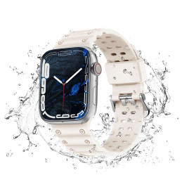 Dirželis su triguba apsauga Apple Watch Ultra, SE, 9, 8, 7, 6, 5, 4, 3, 2, 1 (49, 45, 44, 42 mm) smėlio spalvos apyrankė