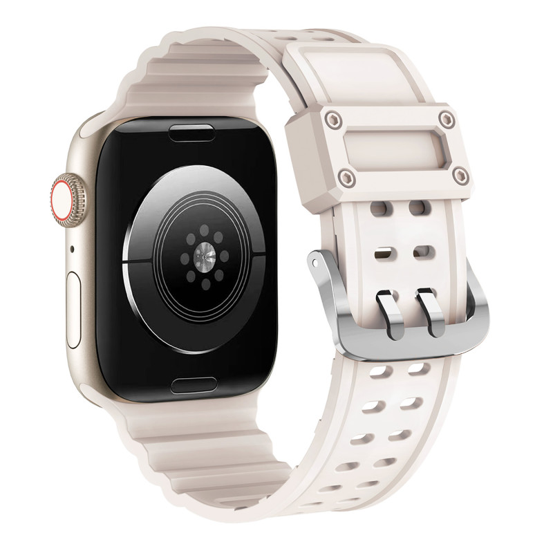 Dirželis su triguba apsauga Apple Watch Ultra, SE, 9, 8, 7, 6, 5, 4, 3, 2, 1 (49, 45, 44, 42 mm) smėlio spalvos apyrankė