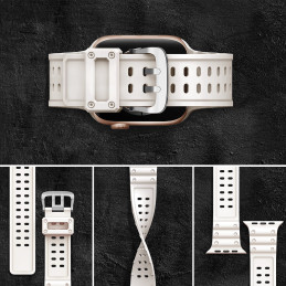 Dirželis su triguba apsauga Apple Watch Ultra, SE, 9, 8, 7, 6, 5, 4, 3, 2, 1 (49, 45, 44, 42 mm) smėlio spalvos apyrankė
