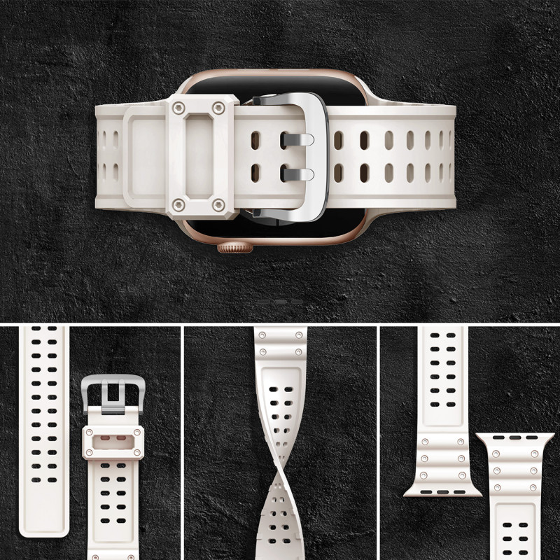 Dirželis su triguba apsauga Apple Watch Ultra, SE, 9, 8, 7, 6, 5, 4, 3, 2, 1 (49, 45, 44, 42 mm) smėlio spalvos apyrankė