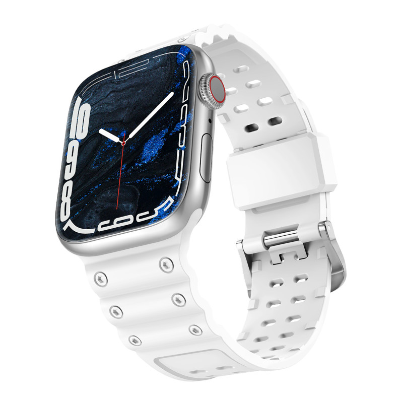 Dirželis su triguba apsauga Apple Watch Ultra, SE, 9, 8, 7, 6, 5, 4, 3, 2, 1 (49, 45, 44, 42 mm) balta apyrankė Dirželis su triguba apsauga Apple Watch Ultra, SE, 9, 8, 7, 6, 5, 4, 3, 2, 1 (49, 45, 44, 42 mm) balta apyrankė