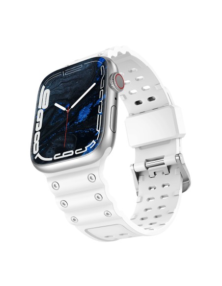 Dirželis su triguba apsauga Apple Watch Ultra, SE, 9, 8, 7, 6, 5, 4, 3, 2, 1 (49, 45, 44, 42 mm) balta apyrankė