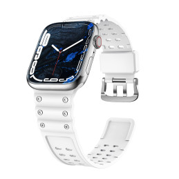 Dirželis su triguba apsauga Apple Watch Ultra, SE, 9, 8, 7, 6, 5, 4, 3, 2, 1 (49, 45, 44, 42 mm) balta apyrankė