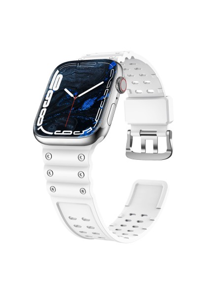 Dirželis su triguba apsauga Apple Watch Ultra, SE, 9, 8, 7, 6, 5, 4, 3, 2, 1 (49, 45, 44, 42 mm) balta apyrankė